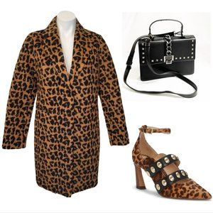 NWOT Dolce Cabo Animal Leopard Print Midi Lined Lightweight Coat